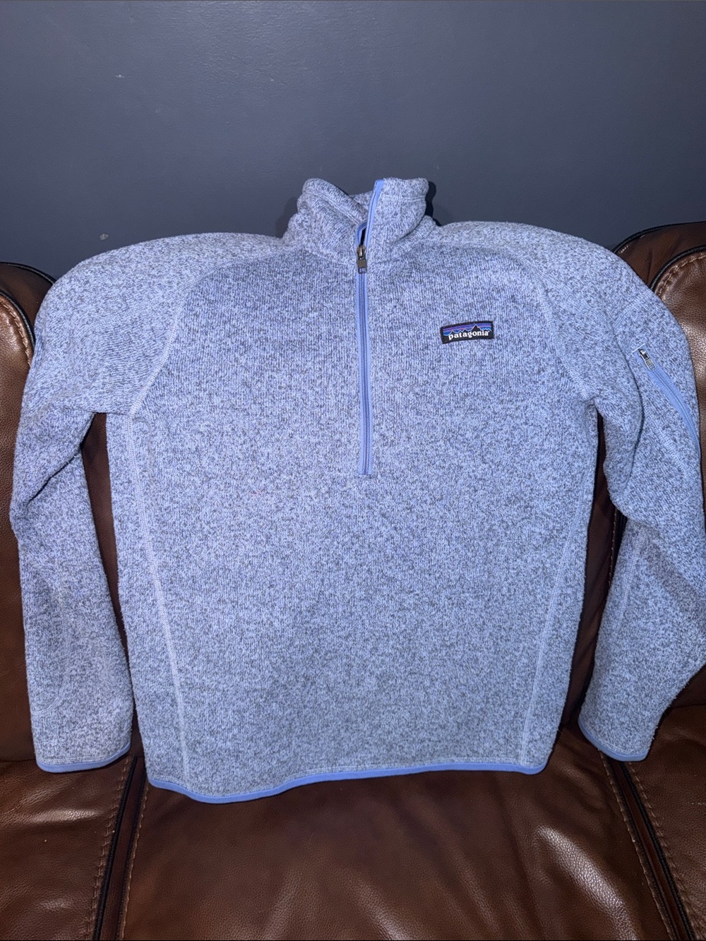 Patagonia Heathered Light Blue Quarter-Zip Fleece Pullover